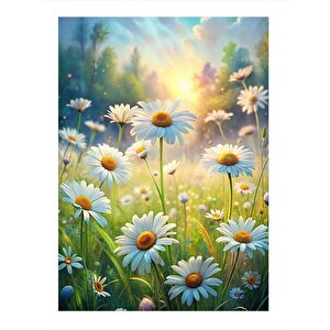 Papatyalar Dekoratif Ahşap Tablo 25cmx 35cm 25x35 cm