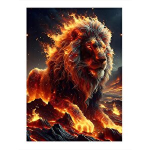 Alevli Aslan Desenli Mdf Tablo 25cmx 35cm 25x35 cm