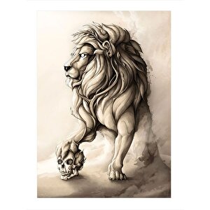 Kuru Kafa Ve Aslan Mdf Poster 35cm X50cm 35x50 cm