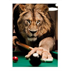 Bilardo Oynayan Aslan Art Mdf Tablo 25cmx 35cm 25x35 cm