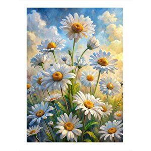 Papatyalar Desenli Ahşap Tablo 25cmx 35cm