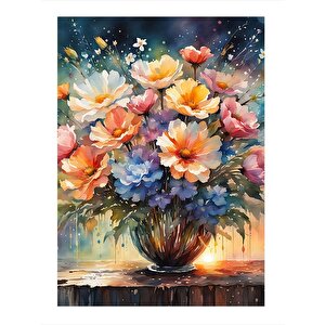 Vazodaki Çocuklar Tasarım Ahşap Tablo 25cmx 35cm 25x35 cm