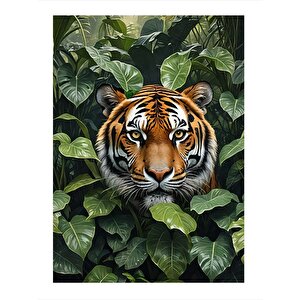 Ağaçların Arasındaki Kaplan Tasarım Mdf Tablo 35cm X50cm 35x50 cm