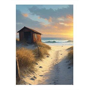 Sahil Ve Tiny House Desenli Mdf Tablo 25cmx 35cm 25x35 cm