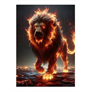 Alevli Aslan Mdf Tablo 35cm X50cm 35x50 cm