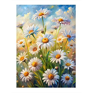 Papatyalar Dekoratif Ahşap Tablo 25cmx 35cm 25x35 cm