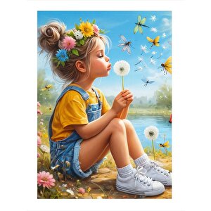 Ufak Çocuk Ve Şeytan Tüyü Mdf Tablo 25cmx 35cm 25x35 cm