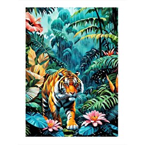 Ormandaki Kaplan Desenli Mdf Tablo 25cmx 35cm 25x35 cm