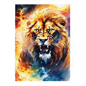 Kükreyen Aslan Mdf Poster 35cm X50cm 35x50 cm