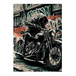 Chopper Motosiklet Dekoratif Ahşap Tablo 25cmx 35cm 25x35 cm