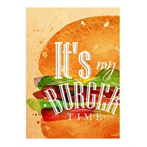Hamburger Zamanı Dekoratif Ahşap Tablo 35cm X50cm 35x50 cm