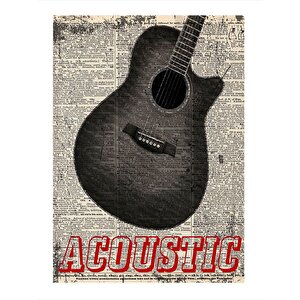 Gazete Fon Akustik Gitar Dekoratif Mdf Tablo 25cmx 35cm 25x35 cm