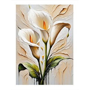 Beyaz Laleler Dekoratif Ahşap Tablo 25cmx 35cm 25x35 cm