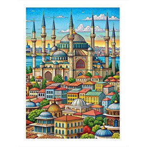 Tarihi Cami Tasarım Ahşap Tablo 35cm X50cm 35x50 cm