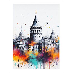 İstanbul Galata Kulesi Hediyelik Ahşap Tablo 35cm X50cm 35x50 cm