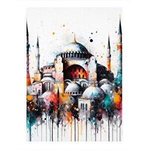 Ayasofya Camii Suluboya Desenli Mdf Tablo 35cm X50cm 35x50 cm