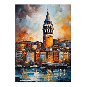 Galata Kulesi Manzarası Modern Ahşap Tablo 25cmx 35cm 25x35 cm