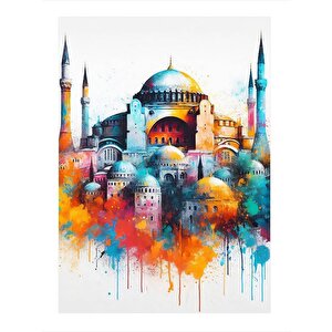 Sulu Boya Ayasofya Cami Model Ahşap Tablo 35cm X50cm
