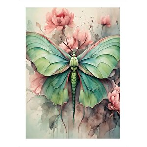 Yeşil Kelebek Art Mdf Poster 25cmx 35cm 25x35 cm