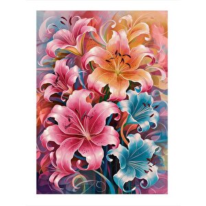 Zambaklar Dekoratif Ahşap Tablo 25cmx 35cm 25x35 cm