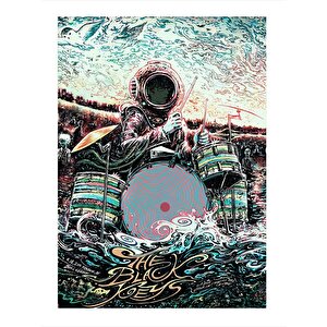Davulcu Astronot Dekoratif Ahşap Tablo 25cmx 35cm 25x35 cm