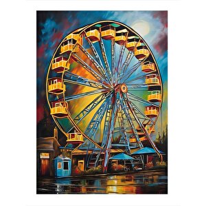 Yağlı Boya Dönme Dolap Dekoratif Mdf Tablo 25cmx 35cm 25x35 cm