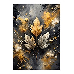 Soyut Fon Ve Kurumuş Yapraklar Dekoratif Ahşap Tablo 35cm X50cm 35x50 cm