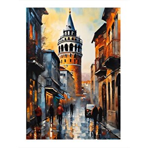 Yağlı Boya İstanbul Galata Kulesi Art Mdf Tablo 25cmx 35cm 25x35 cm