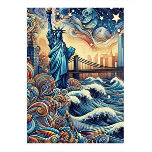 Amerika Özgürlük Anıtı Dekoratif Ahşap Tablo 25cmx 35cm 25x35 cm