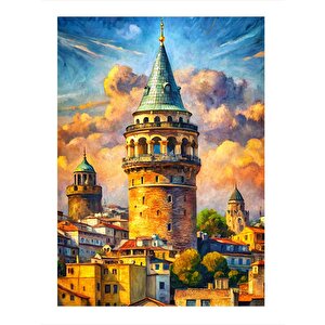 Galata Kulesi Dekoratif Ahşap Tablo 50cmx 70cm 50x70 cm