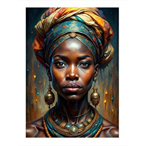 Afrikalı Kadın Dekoratif Ahşap Tablo 35cm X50cm 35x50 cm