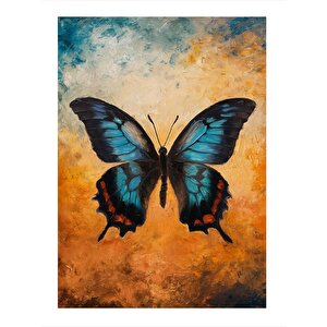 Mavi Kelebek Hediyelik Ahşap Tablo 25cmx 35cm 25x35 cm