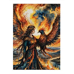 Anka Kuşu Ve Kadın Dekoratif Mdf Tablo 25cmx 35cm 25x35 cm