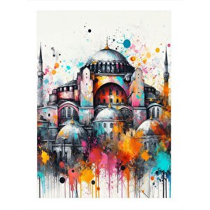 Ayasofya Cami Suluboya Dekoratif Ahşap Tablo 35cm X50cm 35x50 cm