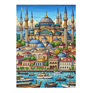 Minyatür Cami Tasarım Ahşap Tablo 25cmx 35cm 25x35 cm