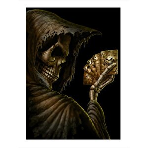 İskelet Ve İskambil Kartları Dekoratif Mdf Tablo 35cm X50cm 35x50 cm