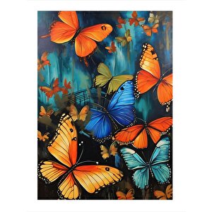 Renkli Kelebekler Modern Mdf Tablo 35cm X50cm 35x50 cm