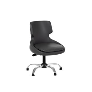 Krom Metal Ayaklı Ofis Çocuk Odası Çalışma Sandalyesi (ayarlanilabi̇li̇r) Deri̇ Sele Kulak GRİ Gri