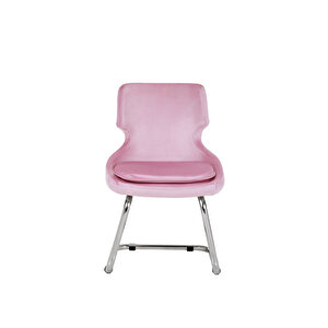 Krom Metal Ayaklı Ofis Çocuk Odası Çalışma Sandalyesi (ayarlanilabi̇li̇r) Kumaş Sele Kulak PEMBE Pembe
