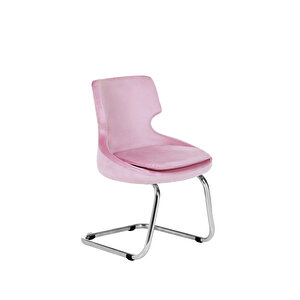 Krom Metal Ayaklı Ofis Çocuk Odası Çalışma Sandalyesi (ayarlanilabi̇li̇r) Kumaş Sele Kulak PEMBE Pembe