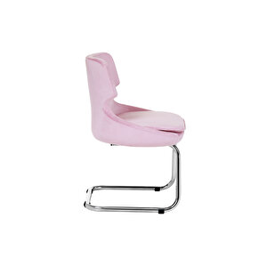 Krom Metal Ayaklı Ofis Çocuk Odası Çalışma Sandalyesi (ayarlanilabi̇li̇r) Kumaş Sele Kulak PEMBE Pembe