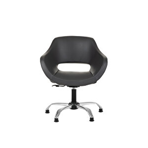 Krom Metal Ayaklı Ofis Çocuk Odası Çalışma Sandalyesi (ayarlanilabi̇li̇r) Papuçlu Deri̇ Ci̇ervo Gri