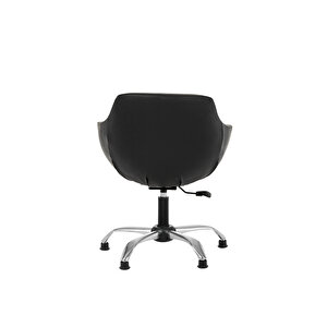 Krom Metal Ayaklı Ofis Çocuk Odası Çalışma Sandalyesi (ayarlanilabi̇li̇r) Papuçlu Deri̇ Monoko