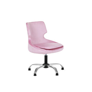 Krom Metal Ayaklı Ofis Çocuk Odası Çalışma Sandalyesi (ayarlanilabi̇li̇r) Sele Kulak pembe Pembe