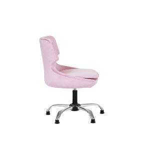 Krom Metal Ayaklı Ofis Çocuk Odası Çalışma Sandalyesi (ayarlanilabi̇li̇r) Sele Kulak pembe Pembe