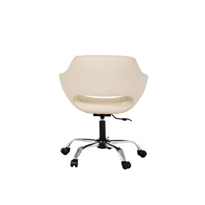 Krom Metal Ayaklı Ofis Çocuk Odası Çalışma Sandalyesi (ayarlanilabi̇li̇r) Deri̇ Ci̇ervo