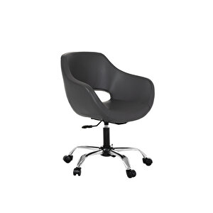 Krom Metal Ayaklı Ofis Çocuk Odası Çalışma Sandalyesi (ayarlanilabi̇li̇r) Deri̇ Ci̇ervo Gri
