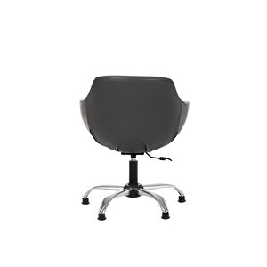Krom Metal Ayaklı Ofis Çocuk Odası Çalışma Sandalyesi (ayarlanilabi̇li̇r) Papuçlu Deri̇ Monoko