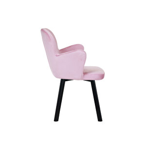 Salon/mutfak Sandalyeleri̇(baby Faces Kumaş/gri̇ Ayak ) Kelebek Pembe