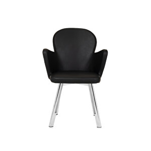 Salon/mutfak Sandalyesi̇ (deri̇ /sari Ayak) Kelebek Sabi̇t Siyah